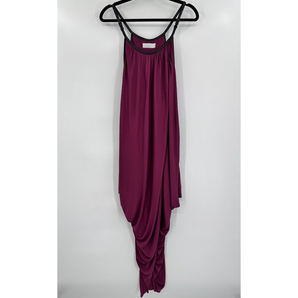 HOUSE OF BOREL Maroon Leather Strap Halter Top Drape Harem Dress One Size